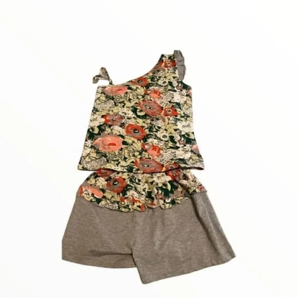 Little Girls Shorts Set Flower Sleeveless